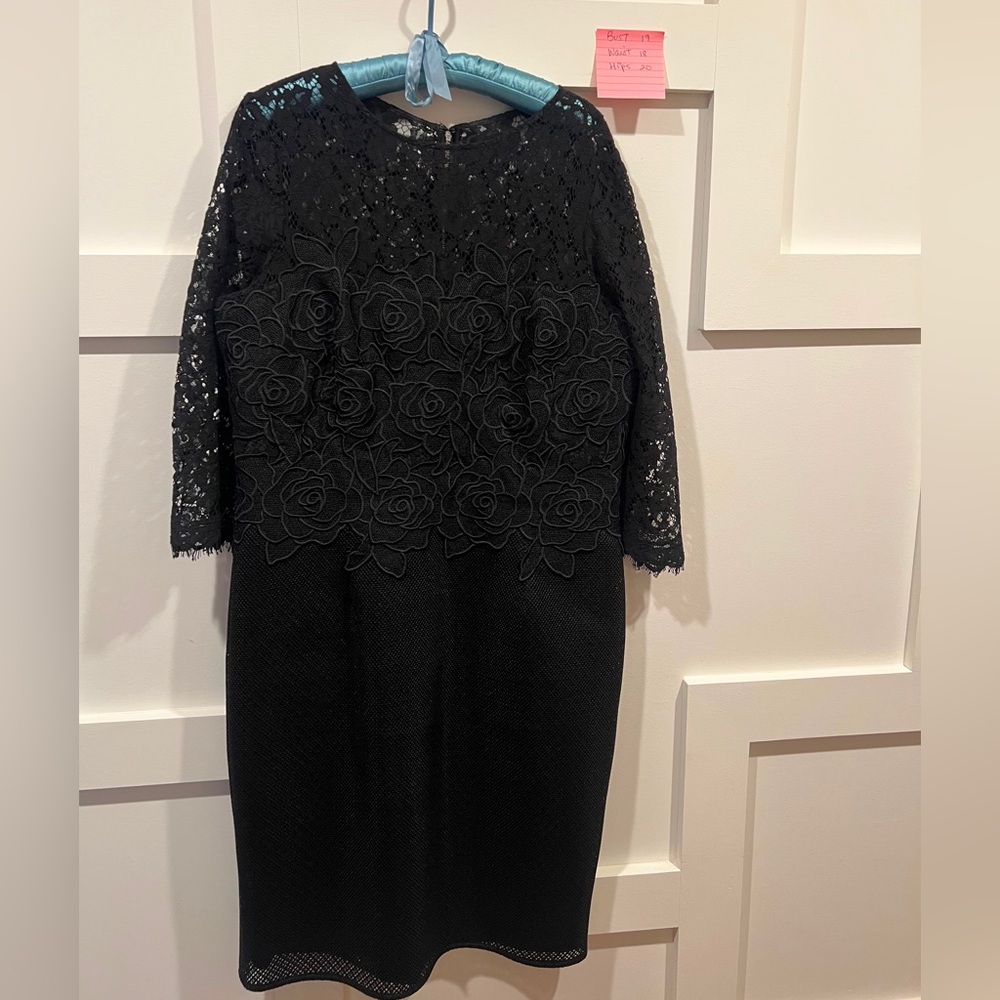 Rickie freeman Teri John black 3/4 sleeve dress 16